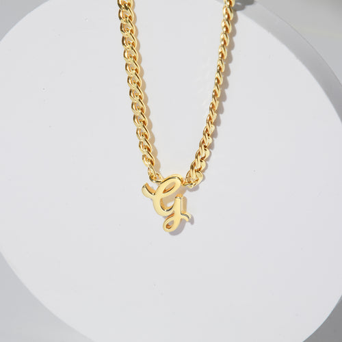 Personalized Letter Necklace, Curb Chain Necklace