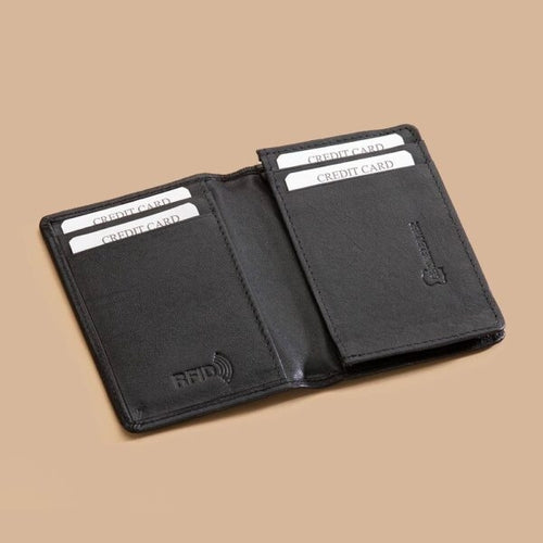 NappaGuard Black: RFID-Protected Leather Cardholder