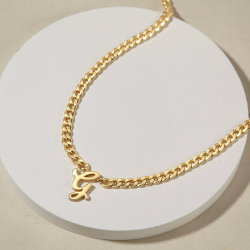Personalized Letter Necklace, Curb Chain Necklace